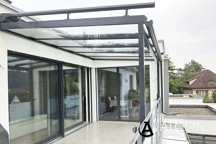 Алюминиевая стеклянная крыша для террасы в Пензе